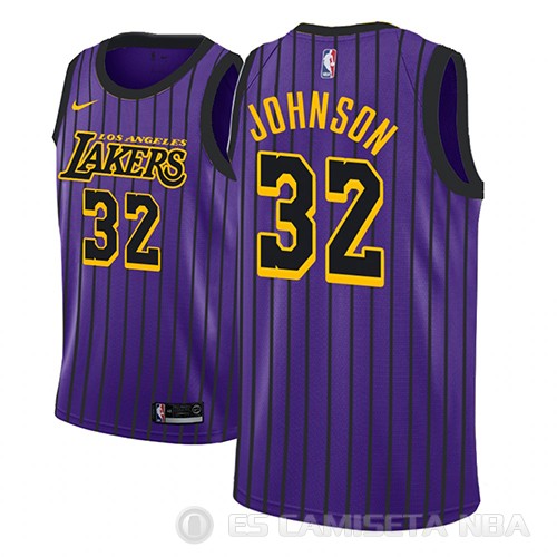 Camiseta Magic Johnson #32 Los Angeles Lakers Ciudad 2018 Violeta - Haga un click en la imagen para cerrar